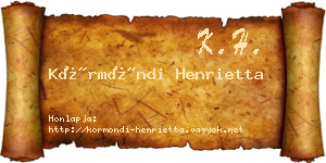 Körmöndi Henrietta névjegykártya