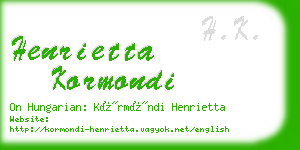 henrietta kormondi business card