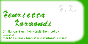henrietta kormondi business card